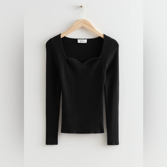 & Other Stories Fitted Sweetheart Neck Ribbed Top Size XS - Picture 2 of 6